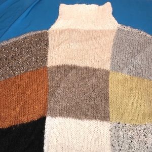 multicolor oversized turtleneck sweater
